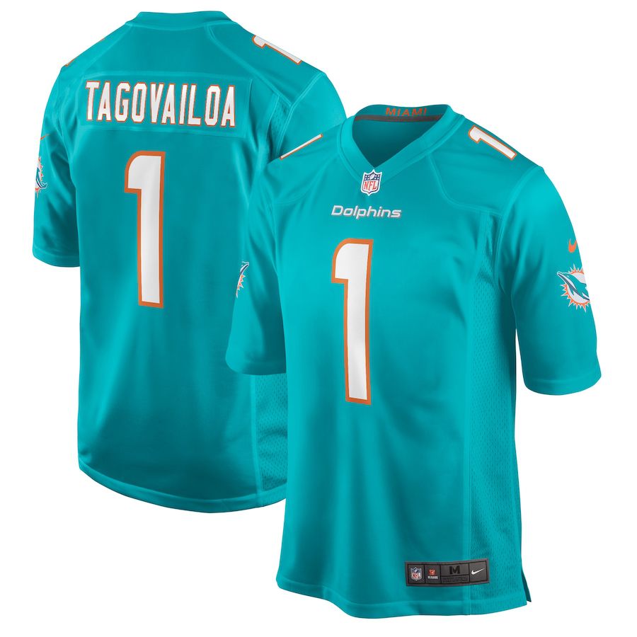 Men Miami Dolphins #1 Tua Tagovailoa Nike Aqua Game NFL Jersey->miami dolphins->NFL Jersey